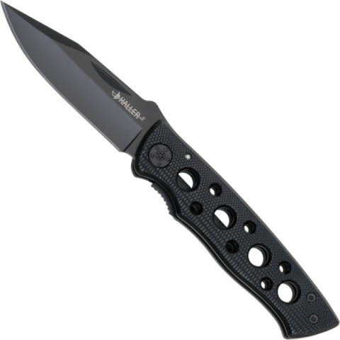 Couteau de poche Haller noir : acier 440, élégant, polyvalent
