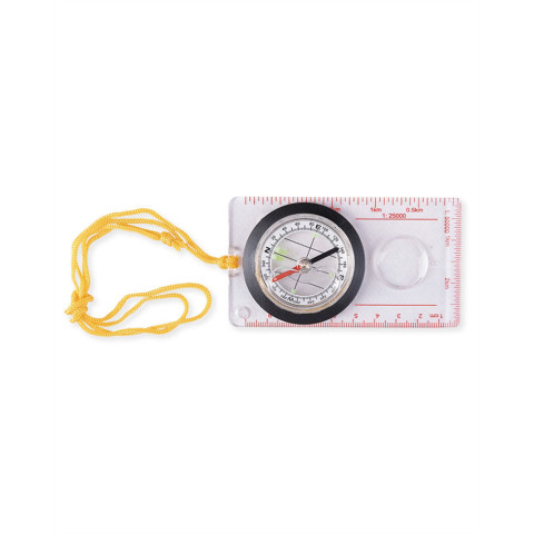 Boussole sur plaquette Mil-Tec : lecture de carte et loupe